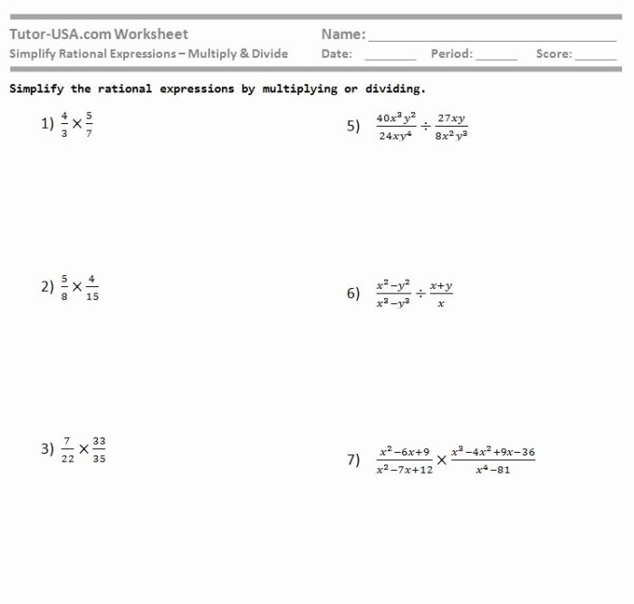 Simplifying rational expressions worksheet with answers